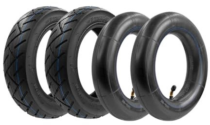 HLAQHL Neumático de 10 Pulgadas con cámara Interior o Exterior Compatible con Patinete eléctrico KUGOO M4/M4 Pro, Duradero, Inflable, 10 x 2,5, Exterior(2pc Tire Set)