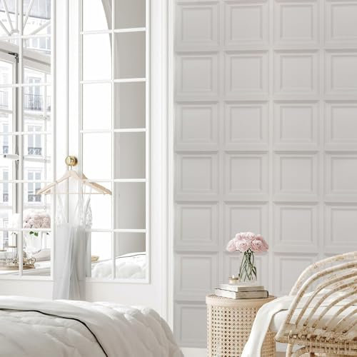 Pamatio Nordic Vintage Wood Plank 3D Effect Wallpaper – Beige Grey Wooden Panel Feature Neutral Minimalist Modern Wall Covering for Living Room | Suitable for Ceilings and Bedrooms | 53 cm x 9.5 m