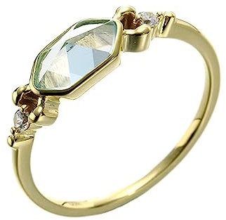 Tolldek Au750 Bague en or jaune véritable avec topaze marquise en or 18 carats, bague d'amitié, solitaire avec diamant pour femme, or jaune 18 carats, Topaze