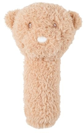 Nattou Kuscheltier-Rassel aus Polyester, Bär, Ca. 14 cm, Teddy, Hellbraun