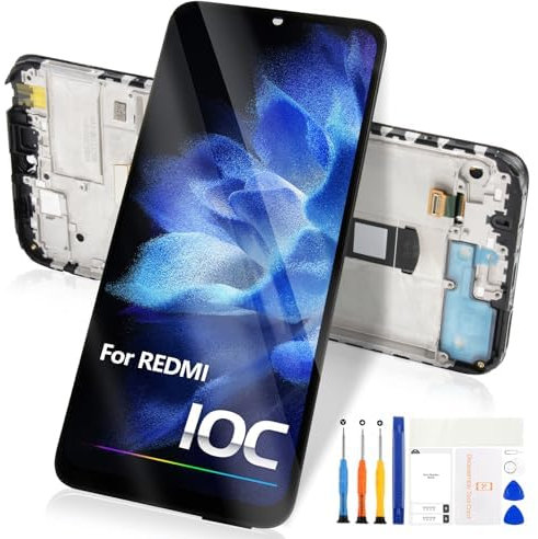 Pantalla LCD Atwist para Xiaomi Redmi 10C / Poco C40, repuesto de pantalla táctil 220333QAG, 220333QBI, 220333QNY, digitalizador de cristal con kit de reparación (negro con marco)