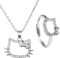 XUZOPIM Collier Kitty, Bijoux Kitty, Kitty Collier Enfant Fille, Collier Kitty Fille, Collier Anime Pour Enfants Avec Anneau De Chat De Dessin Animé, Meilleur Ami Pendentif Kitty, Cadeau Pour Fille