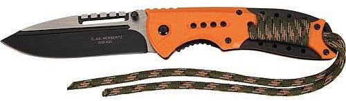 Couteau Herbertz couleur noire/orange avec Paracord