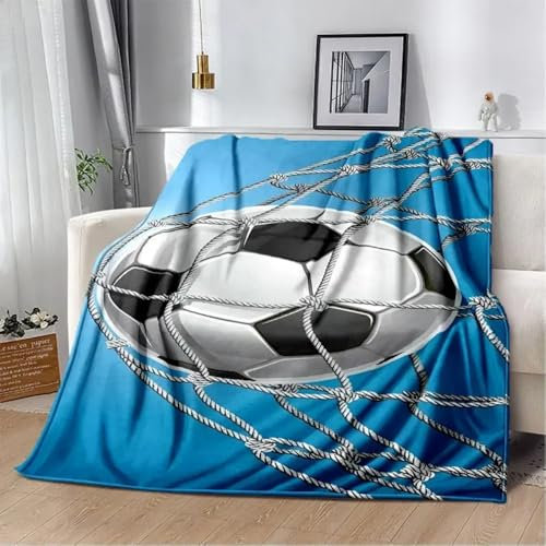 HQMOMO Fußball Decke Kuscheldecke für Kinder,Kinderdecke 3D Fußball-Flanell Fleece Decke,Sofadecke Tagesdecke TV Decken,Geschenke für Jungen,kinderdecke (C,100x135CM)