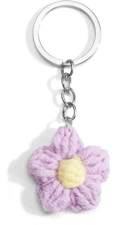 Gallkeat Blumen Schlüsselanhänger Handstricken, Gänseblümchen Schlüsselanhänger für Frauen, Cute Flower Keychain für Autoschlüssel und Taschenzubehör