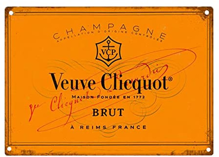 YelaceSing Veuve Clicquot Brut Champagne Retro Aluminum Plaque For Home Coffee Shop Poster, White Metal Sign Plaque Poster 8X12 Inch