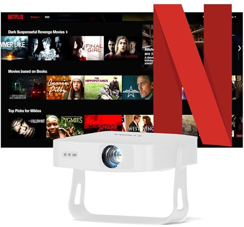 [Official Netflix & 20000L Auto Focus] Mini Projector – WiFi & Bluetooth, XuanPad 1080P Supported, Portable Projector with 210° Rotatable Stand, Auto Keystone, Dust Removal & Cooling Design