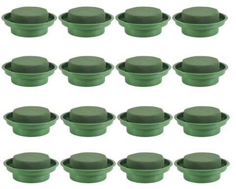 Jrudjsnhhty 16Packs Floral Foam Rounds in Bowls DIY Flower Arrangement Kit Green Round Wet Flower Foam Blocks for Artificial Flower