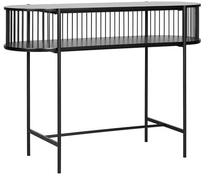Beliani Modern Console Table 1 Shelf Slatted Back 120 x 42 cm Black Birson