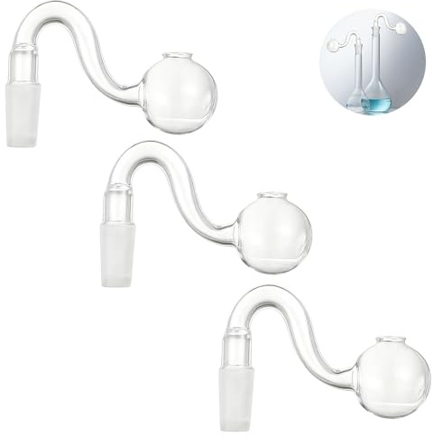 3PCS 14mm Oil Burner Male Glass Tubes, Curved Glass Tubes