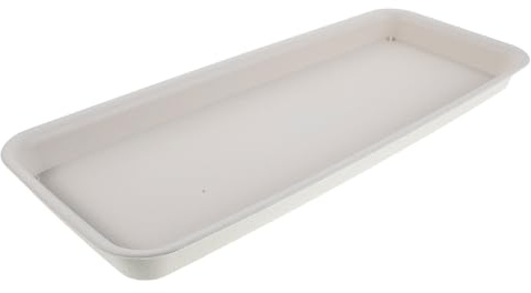 LOORGVEL Sottovaso rettangolare in resina sintetica 48 x 20 cm, bianco e resistente al gelo, per interni ed esterni per raccogliere l'acqua in eccesso