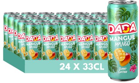 DADA Boisson Gazeuse Saveur Mangue, Canette 33cl, Lot de 24