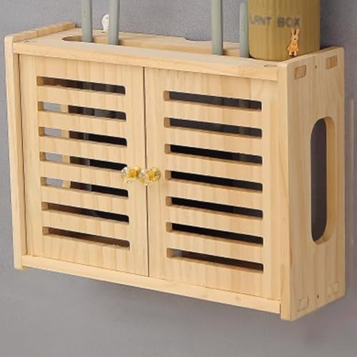 Wall Mounted WiFi Router Storage Box, Wireless Cabinet for Media Equipment, Router Shelf for TV Set-Top Boxes