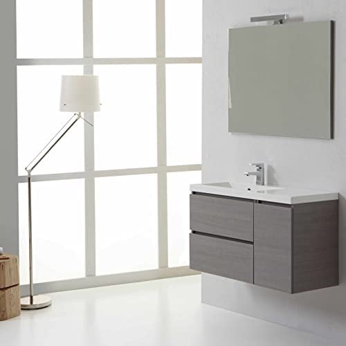 Kiamami Valentina Mobile bagno sospeso 90cm anta e 2 cassetti e vasca decentrata sx | Manhattan