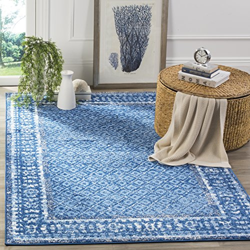 SAFAVIEH Adirondack Collection Area Rug - 5'1 x 7'6, Light Blue & Dark Blue, Distressed Design, Non-Shedding & Easy Care, Ideal for High Traffic Areas in Living Room, Bedroom (ADR110F)