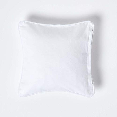 HOMESCAPES - 100% Cotton Plain White Cushion Cover - 30 x 30 cm Square - 12 x 12 Inches - White - Sofa Cushion Pillow Cover - Washable
