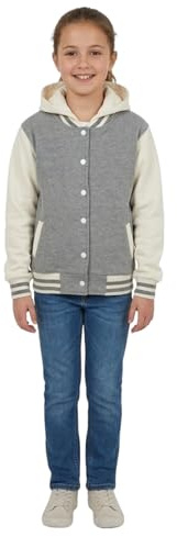 A2Z 4 Kids Girls Boys Hooded Varsity Baseball Jacket Lightweight Coat | Classic Hooded Baseball Jacket for Casual Wear and Everyday Comfort
