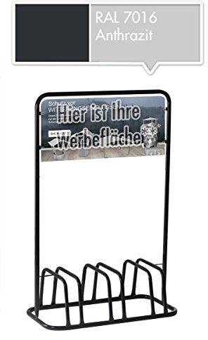 3er Werbe-Fahrradständer mit Werbeschild / Fahrradhalter + Werbetafel (Grau)