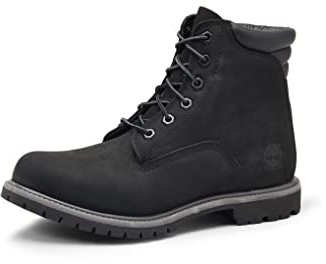 Timberland Waterville 6 inch Basic Waterproof, Stivali Stringati Donna, Black Nubuck, 40 EU