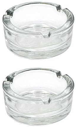 2x dicke Glas Aschenbecher rund Ascher Glasascher Balkon Aschenbecher