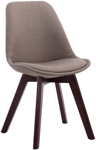 CLP Chaise Retro Design Borneo V2 Tissu I Chaise Visiteur Pieds en Bois Dossier Et Assise Ergonomique Chaise Scandinave I Couleur:, Couleur:Taupe, Couleur du Cadre:Noyer