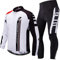 sponeed Fahrradbekleidung für Herren, langärmelig, Mountainbike, Rennrad, Trikots, gepolsterte Hose, Biking-Outfits, Weiss/opulenter Garten, X-Large