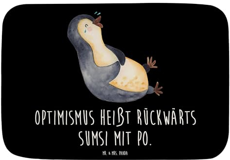 Mr. & Mrs. Panda Badteppich Pinguin Lachen - Geschenk, Badematten, Badematte, Fröhlichkeit, haha, Duschmatte, Badezimmermatte, Teppich Badezimmer,
