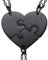 U7 BFF Necklace, Heart Shape Jigsaw Pendant & Rolo Chain, 3 Piece Blank Puzzle Pendants, Make Up A Heart, 3 Pieces Suit Necklace, Black Plated Stainless Steel Gift Jewellery Necklace