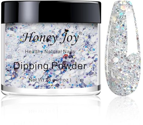 28g/Box Shine Silver Glitter Hexagon Sequins Paillette Dip Powder Nails Dipping Nails Long-lasting Nails No UV Light Needed, (No.122)…