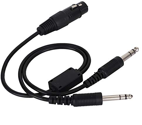 Kafuty Aviation Headset Adapter for Airbus XLR To GA Dual Plug 5 Pin Female Airbus XLR Connector to GA Twin Plugs Aviation Headphone Cable (Black)