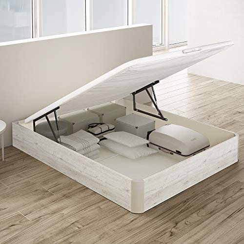 PIKOLIN Canapé Abatible de Madera con Gran Capacidad | Montaje y Retirada Usado Incluido | Esquinas Delanteras Redondeadas | 150x200 | Color Glaciar | 32 cm Altura | AIRBOX