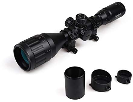 Goetland Gewehr Zielfernrohr 3-9x50 Airsoft Mil Dot Optik R4 Absehen mit Montage Ringe SFP Rot Grün Blaue für Taktische Jagd Luftgewehr Sportschützen