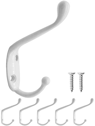 Fuxxer Klassische Garderoben-Haken, Handtuch-Haken, Kleider-Haken, 5er Set, weiß