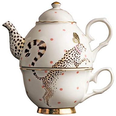 Yvonne Ellen Cheetah Print Tea Set Teapot and Cup