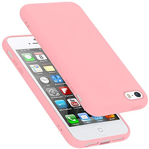 Cadorabo Custodia per Apple iPhone 5 in LIQUID ROSA - Morbida Cover Protettiva Sottile di Silicone TPU con Bordo Protezione - Ultra Slim Case Antiurto Gel Back Bumper Guscio
