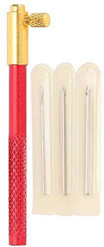 Tambour Hook Holzgriff Stickerei Häkelnadel Perlen Nadel Werkzeuge Pailletten Perlen Nadel Set Häkeln Tool Kit mit 3 Nadeln(Aluminiumlegierung)