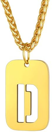 Richsteel vergoldeter Alphabet D Halskette Dog Tag Anhänger mit Weizenkette für Damen Herren