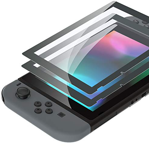 eXtremeRate Schutzfolie für nintendo Switch(2 Stück),Panzerglas Schutzfolie Displayschutzfolie Folie Panzerglasfolie für nintendo Switch[Kratzfest,Anti-Fingerabdruck,Bruchsicher,Blasenfrei]-Grau