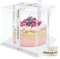 Hileyu Transparent Cake Box Clear Cake Box Plastic Gift Boxes with Lids Double Layer Cake Box Plastic Display Boxes with Base and Ribbon Transparent Cube Boxes Bakery Packaging Box for Dessert 6 Inch