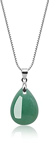 COAI Geschenkideen Damen Halskette 925 Sterling Silber Kette mit Träne der Engel Wassertropfen Anhänger aus Grünem Aventurin