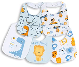 Chicco Unisex Baby Weiches Lätzchen aus Baumwolle Fütterlätzchen (5er Pack)