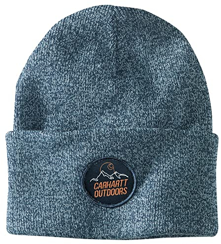 Carhartt Herren Knit Outdoor Patch Beanie, Night Blue/Alpine Blue Marl, Einheitsgröße