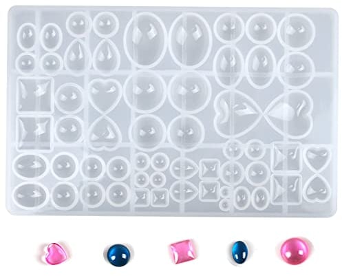 Silicone 3D Gem Diamond Molds - Epoxy Resin Molds - Ball, Heart, Square, Oval Jewelry Molds for DIY Gift Necklace Pendant Craft Making
