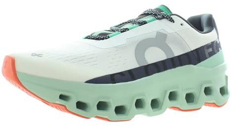 ON Cloudmonster Herren-Sneaker, Ungef rbtes Wei /Creek, 45 EU