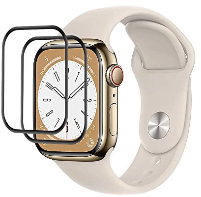 AiMok [2 Pezzi Pellicola Protettiva Compatibile con Apple Watch Series 8 45mm, [Antigraffio] [HD Trasparente] [Anti-impronta] 3D Copertura Completa Pellicola Protettiva per Apple Watch Series 8 45mm
