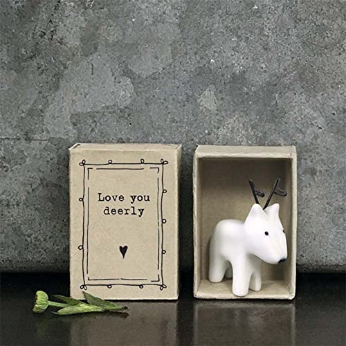 East of India Porcelain Matchbox Little Reindeer, Love You Words, Family Keepsake Gift, Porcelain Keepsake, Small