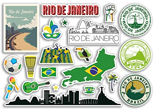 A5 Aufkleberbogen Rio de Janeiro Sehenswürdigkeiten Vinyl Aufkleber – Brasilien Flughafen Briefmarken Skyline Flagge Reise Urlaub Scrapbooking Stadt Gepäck #79116