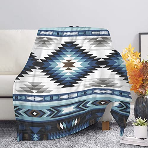 DISNIMO Navajo Tribal-Decken, blauer Pfeil, Stamm, superweich, flauschig, Überwurf, Decke für Bett, Couch, Sofa, Büro, Camping, drinnen und draußen, 150 x 199,9 cm, Südwest-Aztekenmuster