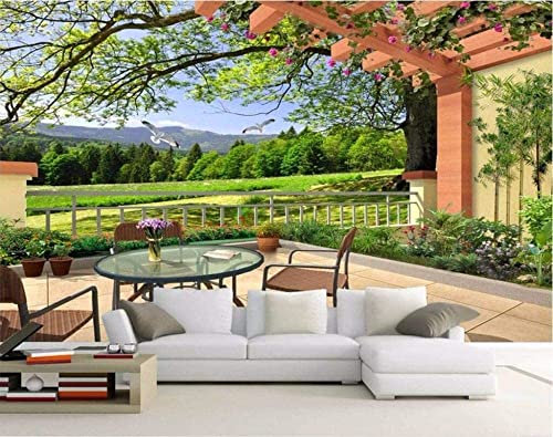 Wallpaper 3D Wall Mural Self-Adhesive Mural Multiple Size Grass Garden Scenery Pattern Self-Adhesive Mural Photo Mural Children Kids Room Decoration Background Wall Paper Boy Girl Bedroom 157X 110