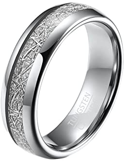 ANAZOZ Wolfram Ringe Damen, Ring Mit Gravur Damen Eheringe größe 62 Bandring Briet 6mm mit Metallfolie